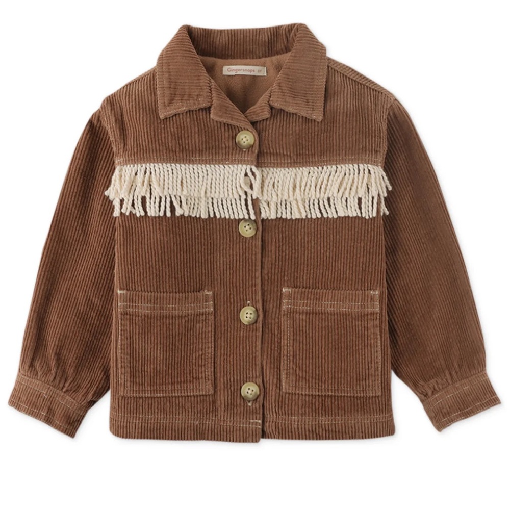 Brown Corduroy Kids Jacket with Fringe
